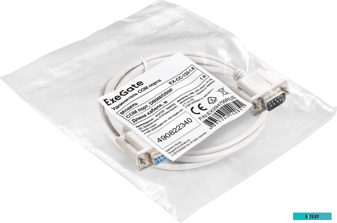 EX294799RUS Exegate EX294799RUS Удлинитель COM порта ExeGate EX-CC-133-1.8 (DB9M/DB9F, 1,8м)