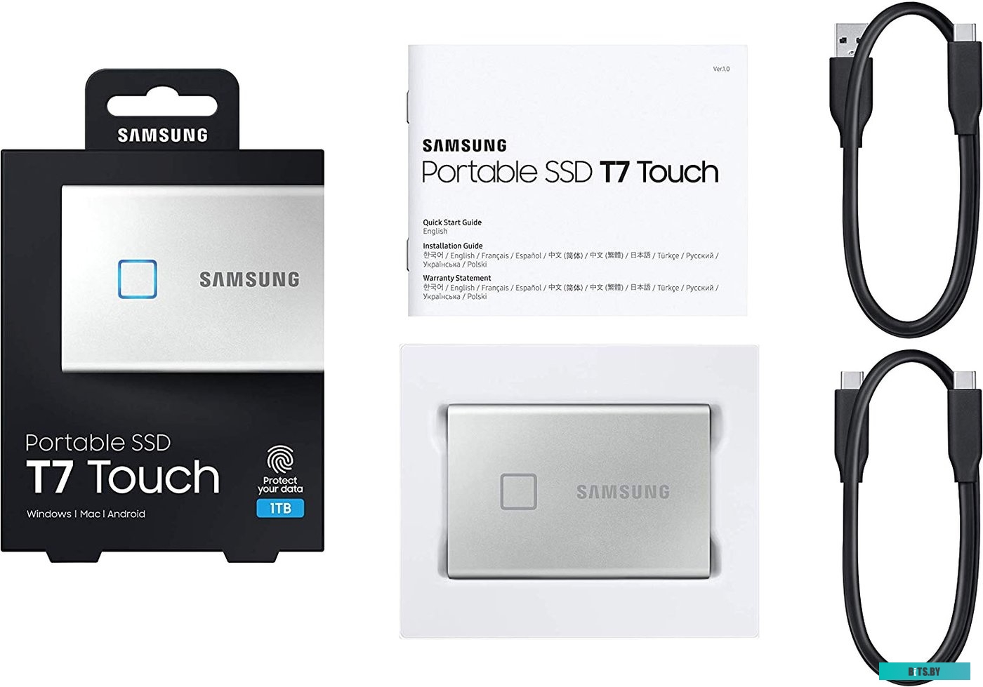 Внешний жесткий диск Samsung T7 Touch 1TB (серебристый) <MU-PC1T0S/WW>