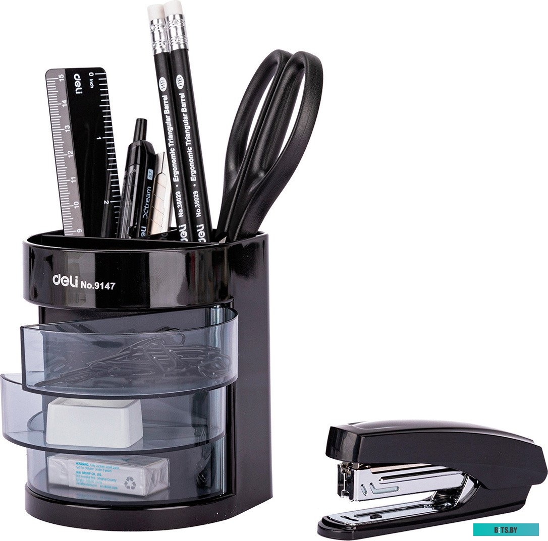 E38254 Настольный набор Deli E38254, 16 предметов, черный