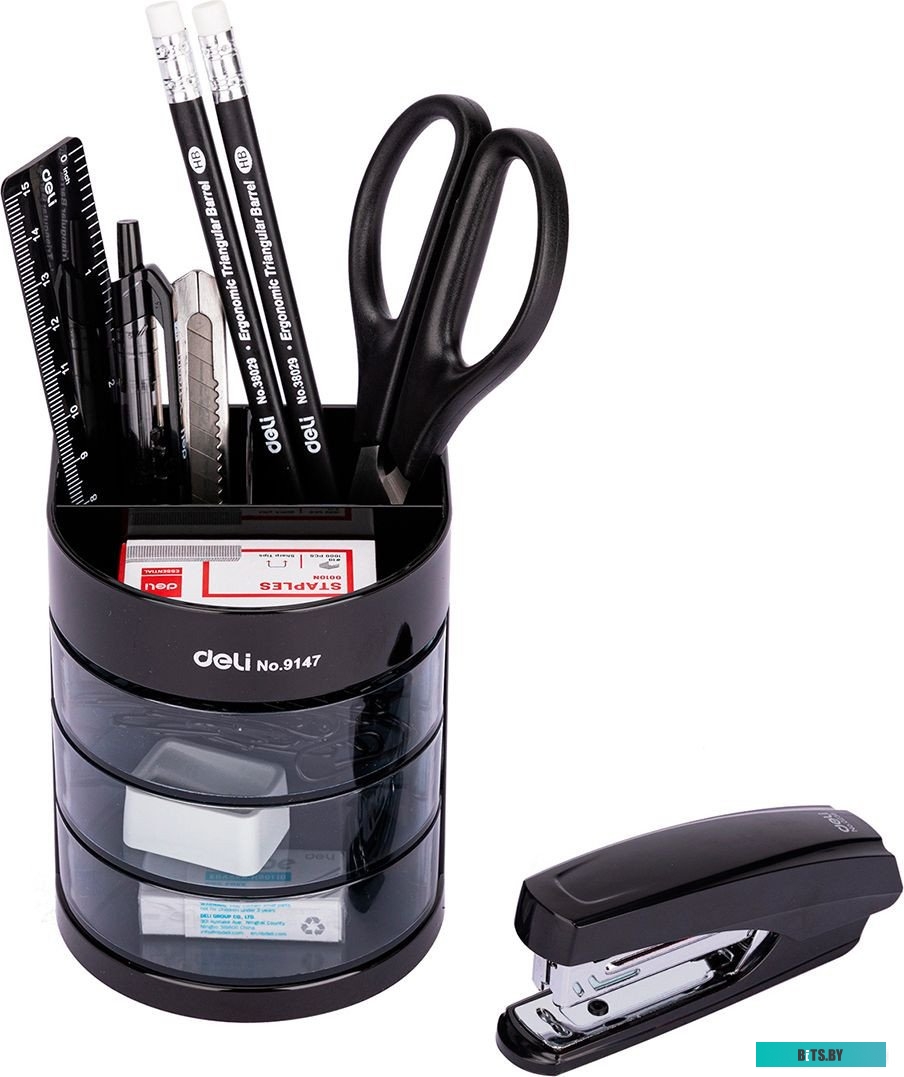 E38254 Настольный набор Deli E38254, 16 предметов, черный