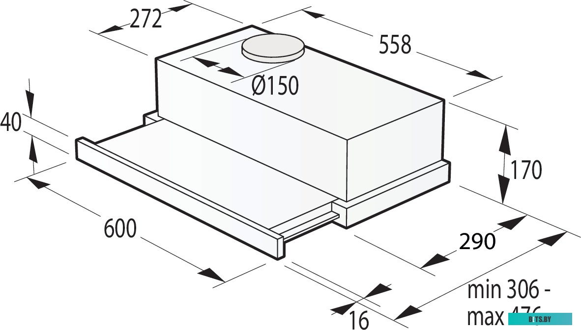 TH62E4X Встраиваемая вытяжка Gorenje TH62E4X, управление кнопочное, нержавеющая сталь