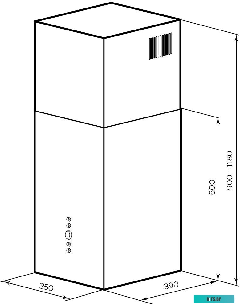 CHTI000416 Вытяжка каминная LEX Mono 400,  нержавеющая сталь,  кнопочное управление [chti000416]