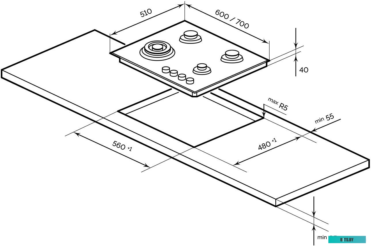 CHAO000426 Газовая варочная панель LEX GVG 644A BBL,  независимая,  черный