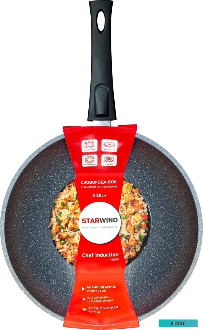 SW-CHI4028GR Сковорода StarWind Chef Induction SW-CHI4028GR, 28см, без крышки,  серый