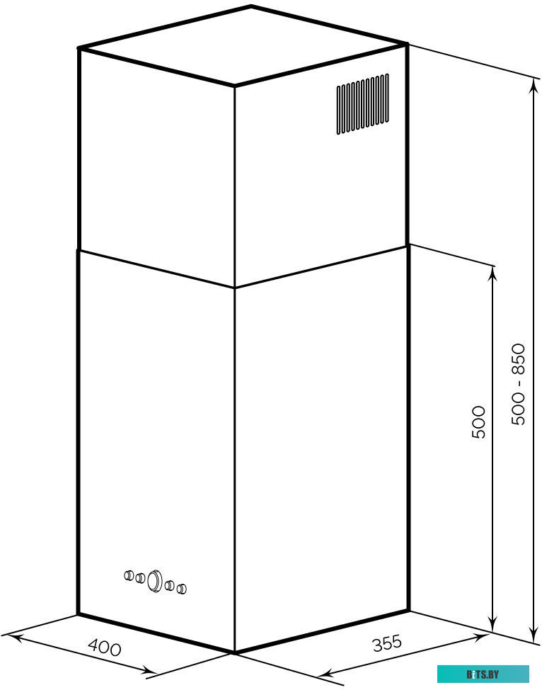 CHTI000417 Вытяжка каминная LEX Mono 400,  белый,  кнопочное управление [chti000417]