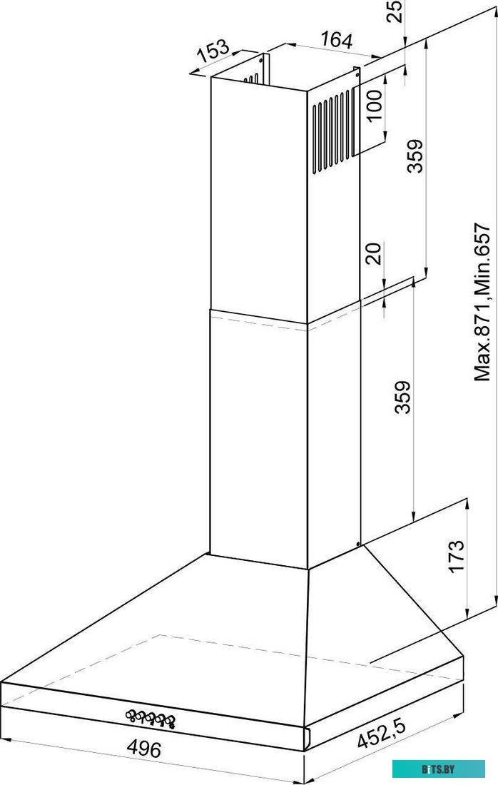 TRFE000026 Вытяжка каминная LEX BRIZ 500,  черный,  кнопочное управление [trfe000026]