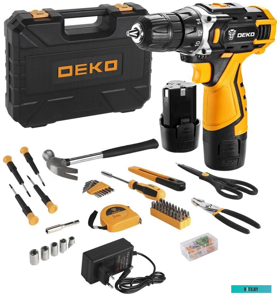 063-4117 Дрель-шуруповерт DEKO DKCD12FU-Li-Ion, 1.5Ач,  с двумя аккумуляторами [063-4117]