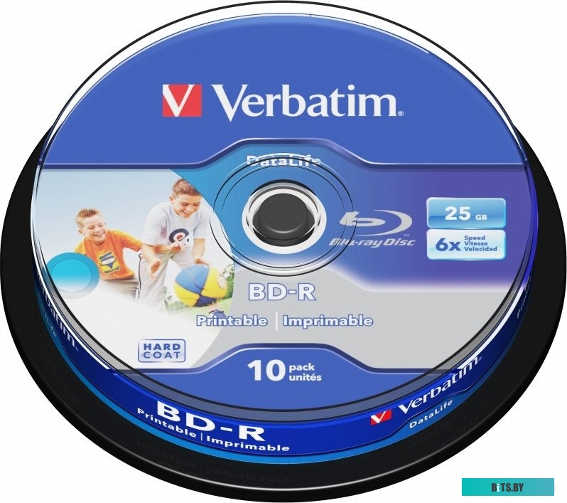 шпиндель BD-R 25ГБ 6x Verbatim SL Datalife Printable шпиндель 10 шт арт.43804