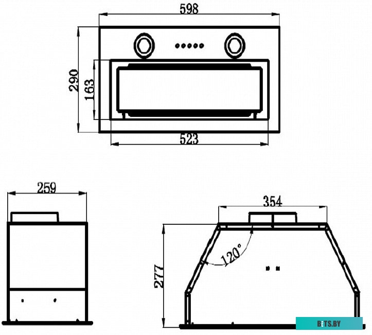 КА-00014210 Встраиваемая вытяжка MAUNFELD Trapeze 602M, управление кнопочное, черный [ка-00014210]