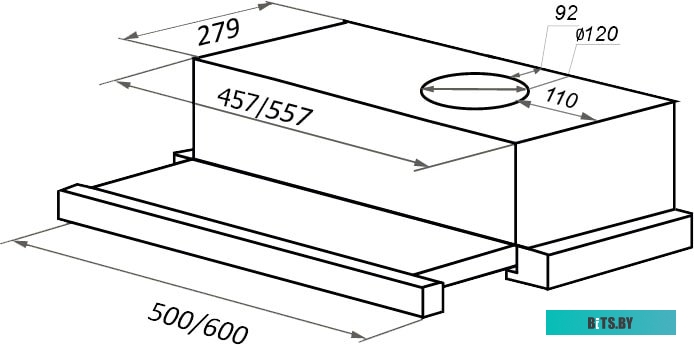 УТ000008533 Встраиваемая вытяжка MAUNFELD VS Light 50, управление кулисные переключатели, нержавеющая сталь [ут000008533]