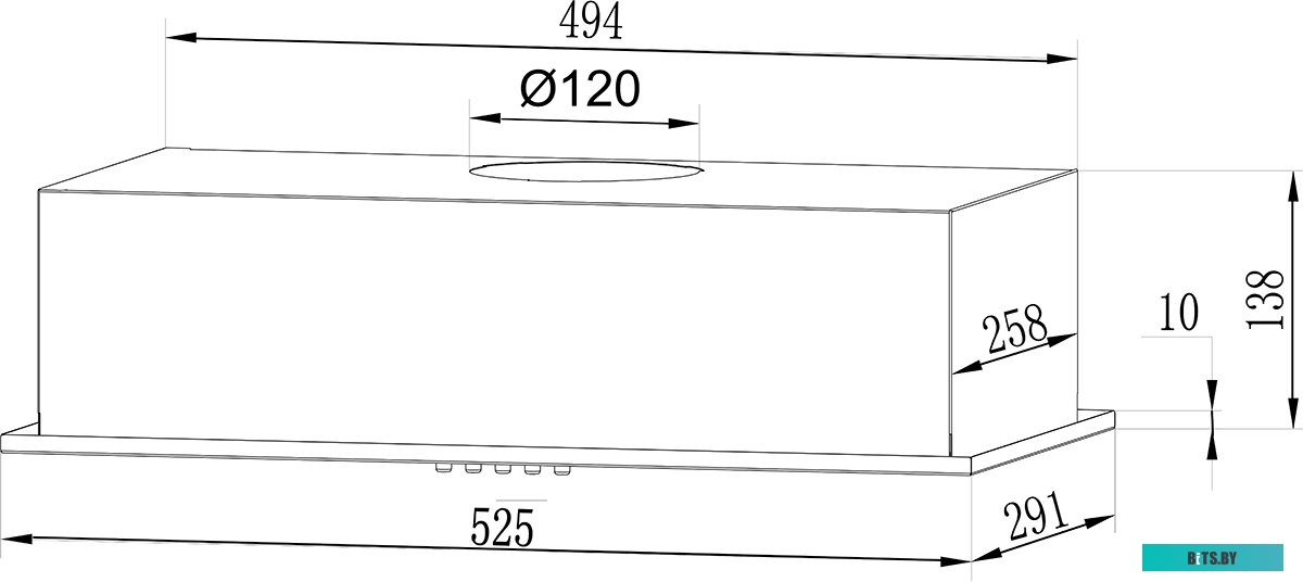 CHTI000328 Встраиваемая вытяжка LEX GS Bloc LIGHT 600 INOX, управление кнопочное, нержавеющая сталь [chti000328]