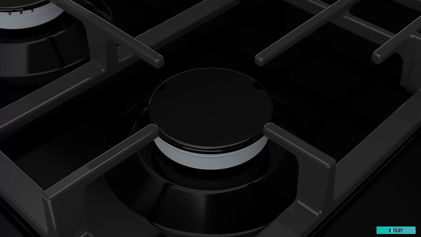 PGP6B6O93R Газовая варочная панель 60 см, Serie 4, 4 конфорки, газ-контроль, черный цвет