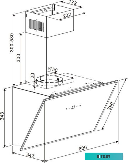 КА-00022072 Вытяжка каминная MAUNFELD Astro 60,  черный/черное стекло,  сенсорное управление [ка-00022072]