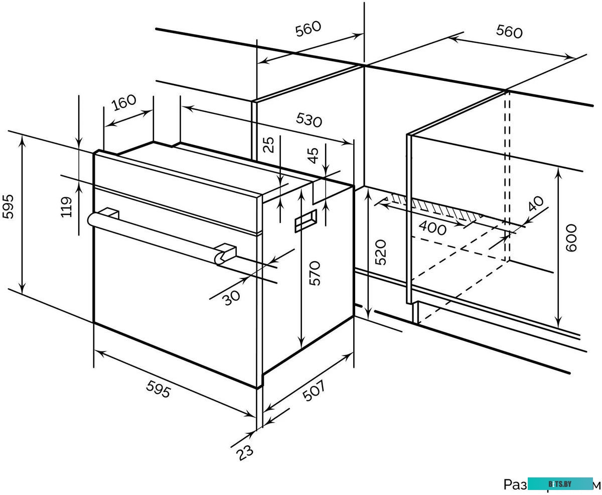 CHAO000403 Духовой шкаф LEX EDM 075 GR,  серый
