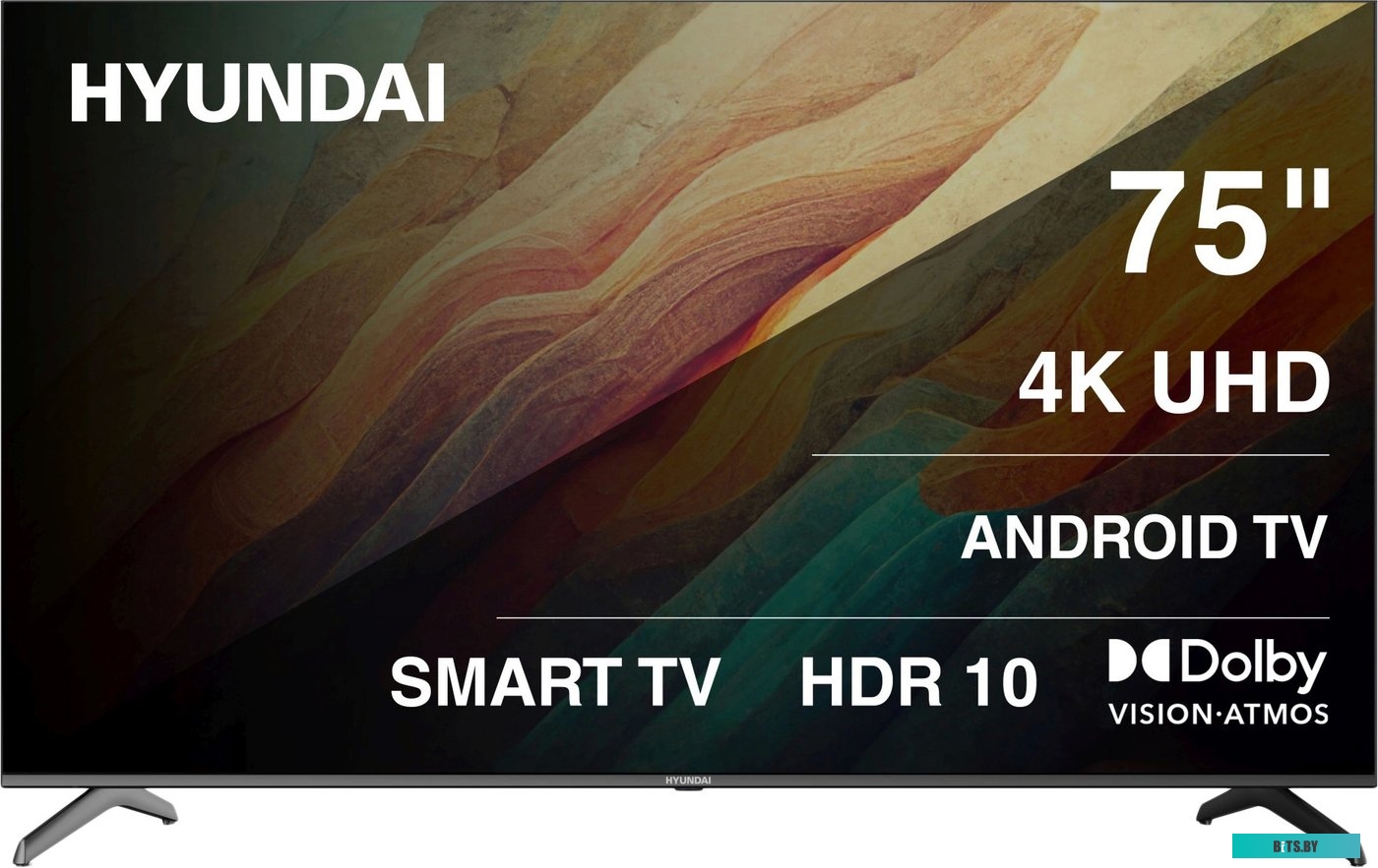 Телевизор Hyundai H-LED75BU7009, 4K Ultra HD, черный, СМАРТ ТВ, Android TV
