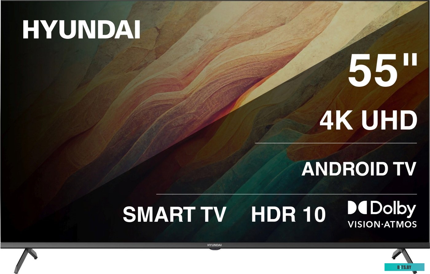 Телевизор Hyundai H-LED55BU7009, 55", 4K Ultra HD, черный, СМАРТ ТВ, Android TV