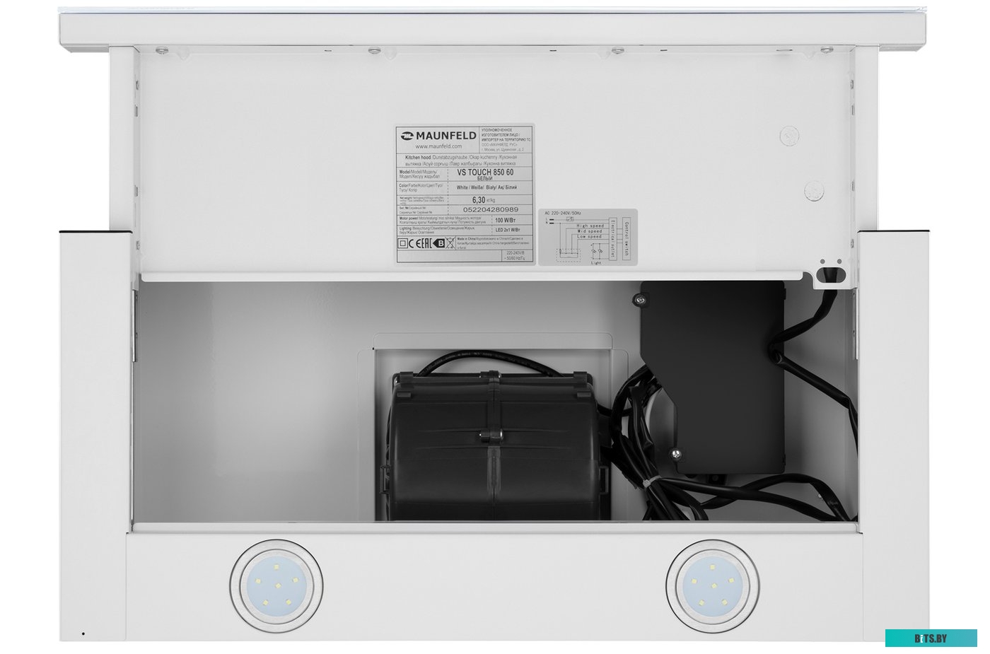 КА-00016633 Встраиваемая вытяжка MAUNFELD VS Touch 850 60, управление сенсорное, белый [ка-00016633]