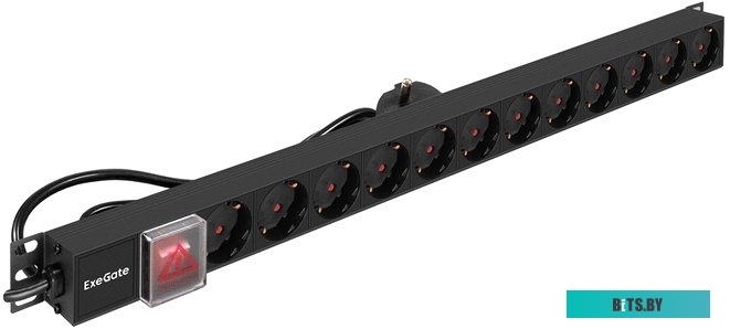 EX296172RUS Блок розеток вертикальный ExeGate ServerPro PDU-V120 Al-12S-EU2.5-SW (19", 1U, Алюминий, 12 Schuko, кабель с евровилкой VDE-250V-16A-3*1.5