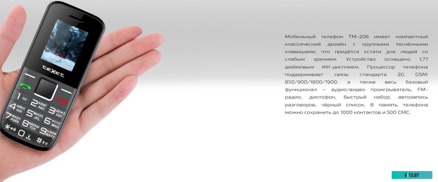 Кнопочный телефон TeXet TM-206 (черный)