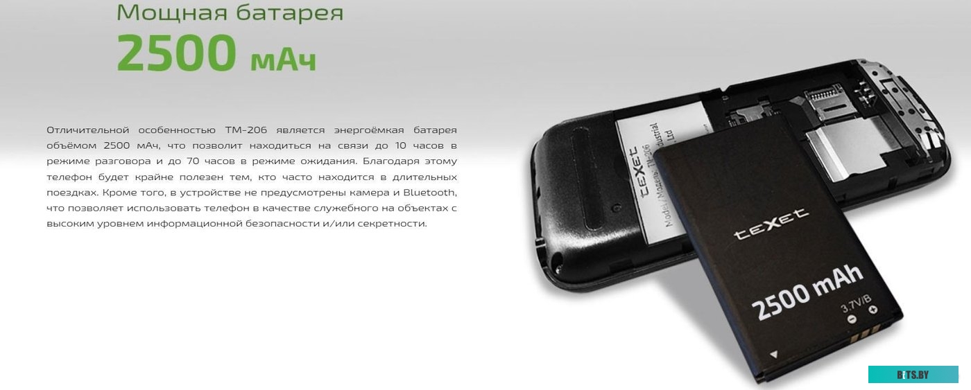 Кнопочный телефон TeXet TM-206 (черный)