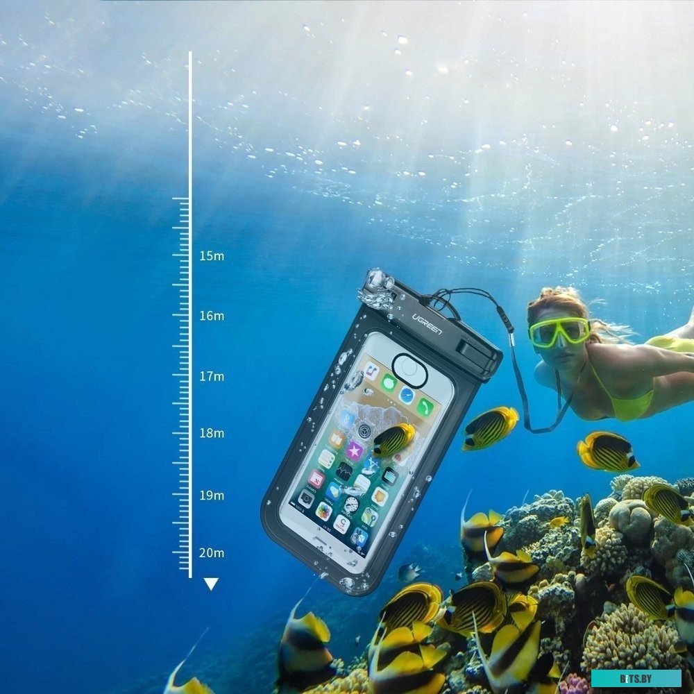 50919_ Чехол UGREEN LP186 (50919) Waterproof Case for Phone водонепроницаемый для телефона. Цвет: черный/прозрачный UGREEN LP186 (50919) Waterproof Ca