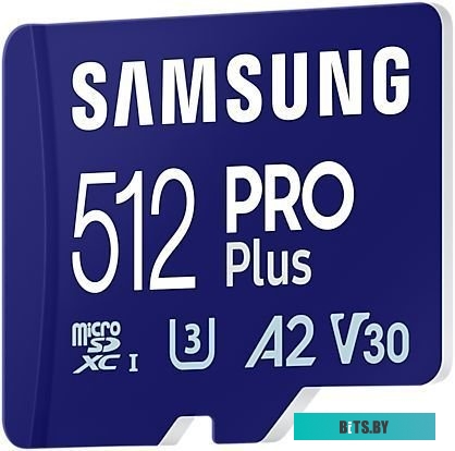 MB-MD512SA/KR Карта памяти MicroSDXC 512GB Samsung PRO Plus MB-MD512SA/KR Class 10, A2, V30, UHS-I (U3), W 130 МБ/с, R 180 МБ/с, адаптер на SD