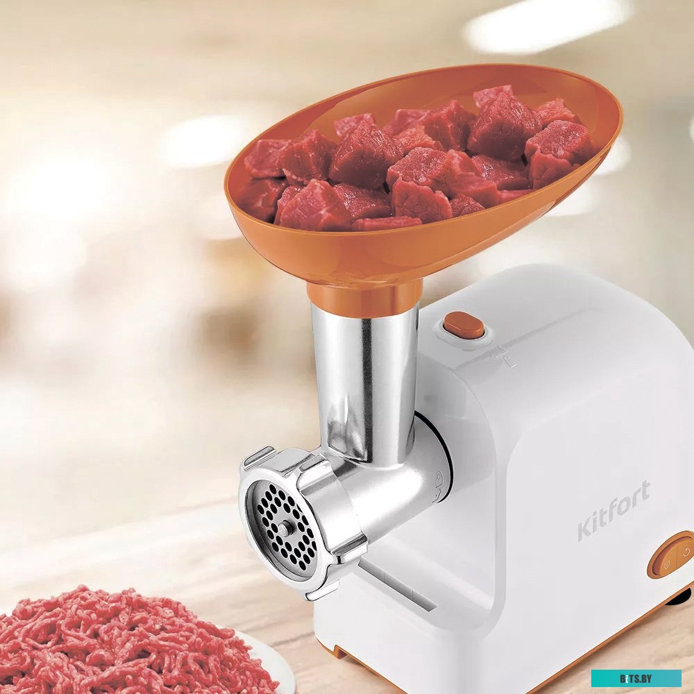 КТ-2113-1 Мясорубка KitFort КТ-2113-1,  белый / оранжевый