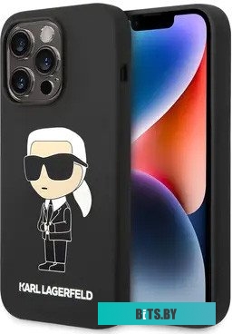 KLHCP15LSNIKBCK CG Mobile Lagerfeld для iPhone 15 Pro Liquid silicone NFT Karl Ikonik Hard Black