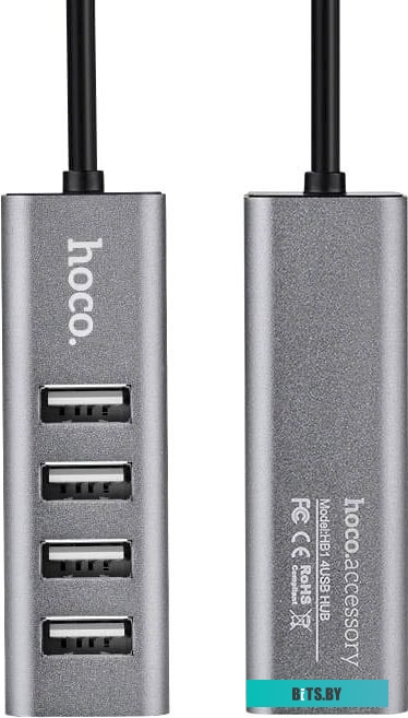 USB-концентратор HOCO HB1, 4 гнезда, серый