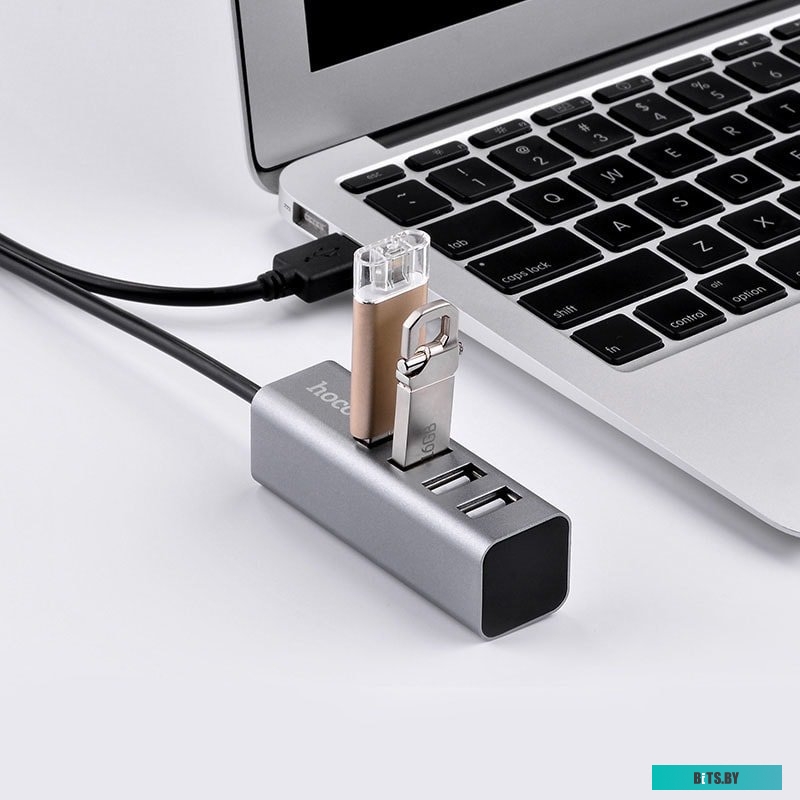 USB-концентратор HOCO HB1, 4 гнезда, серый