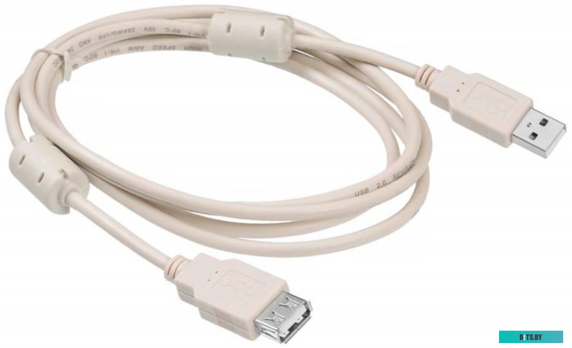 USB2.0-AM-AF-1.8M-MG Кабель-удлинитель USB2.0  USB2.0-AM-AF-1.8M-MG,  USB A(m) -  USB A(f),  ферритовый фильтр ,  1.8м,  серый