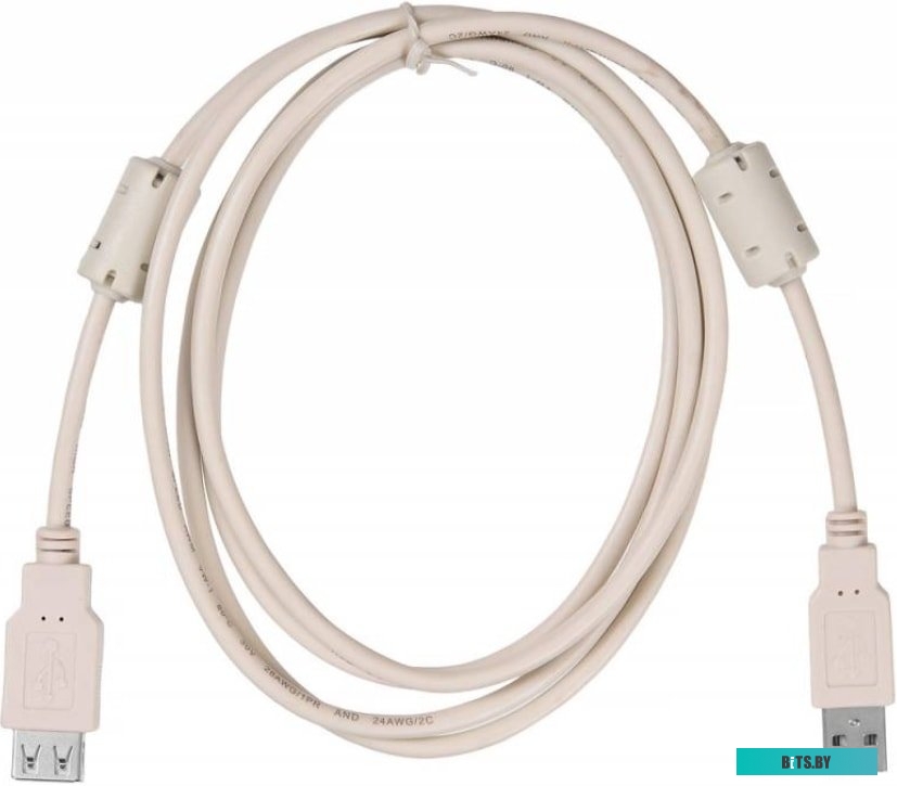 USB2.0-AM-AF-1.8M-MG Кабель-удлинитель USB2.0  USB2.0-AM-AF-1.8M-MG,  USB A(m) -  USB A(f),  ферритовый фильтр ,  1.8м,  серый