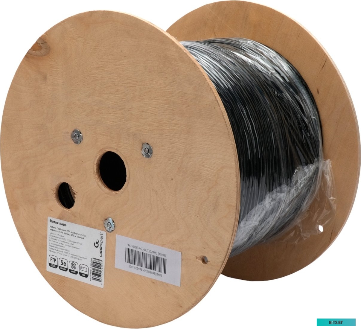 Cablexpert [FPC-5051E-4-CU-OUT] Кабель Cablexpert (Р) FTP outdoor 4x2x0.51, медный, кат.5e, однож., 305м, катушка, черный FPC-5051E-4-CU-OUT