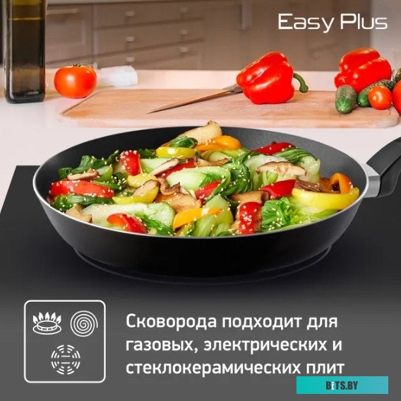 9100054096 Сковорода Tefal Easy Plus Э 04237126, 26см, без крышки,  черный [9100054096]