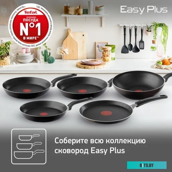 9100054096 Сковорода Tefal Easy Plus Э 04237126, 26см, без крышки,  черный [9100054096]