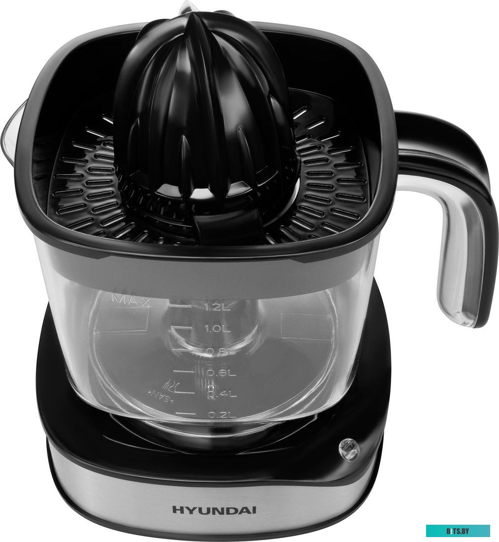 HY-JC4123 Соковыжималка цитрусовая Hyundai HY-JC4123 30Вт рез.сок.:1200мл. черный/нержавеющая сталь