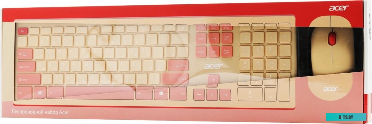 Комплект (клавиатура+мышь) Acer OCC205, USB, беспроводной, бежевый [zl.accee.00f]