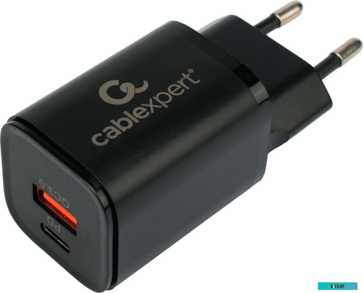 Зарядное устройство Cablexpert MP3A-PC-43 30Вт GaN, 3А, QC4.0/PD, 1хUSB, 1хType-C, черный, пакет MP3A-PC-43