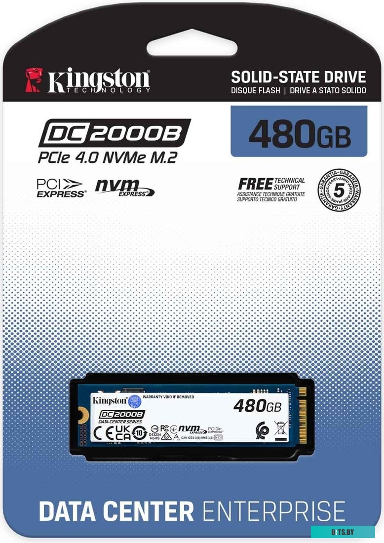 Накопитель SSD Kingston PCIe 4.0 x4 480GB SEDC2000BM8/480G DC2000B M.2 2280 0.4 DWPD SEDC2000BM8/480G