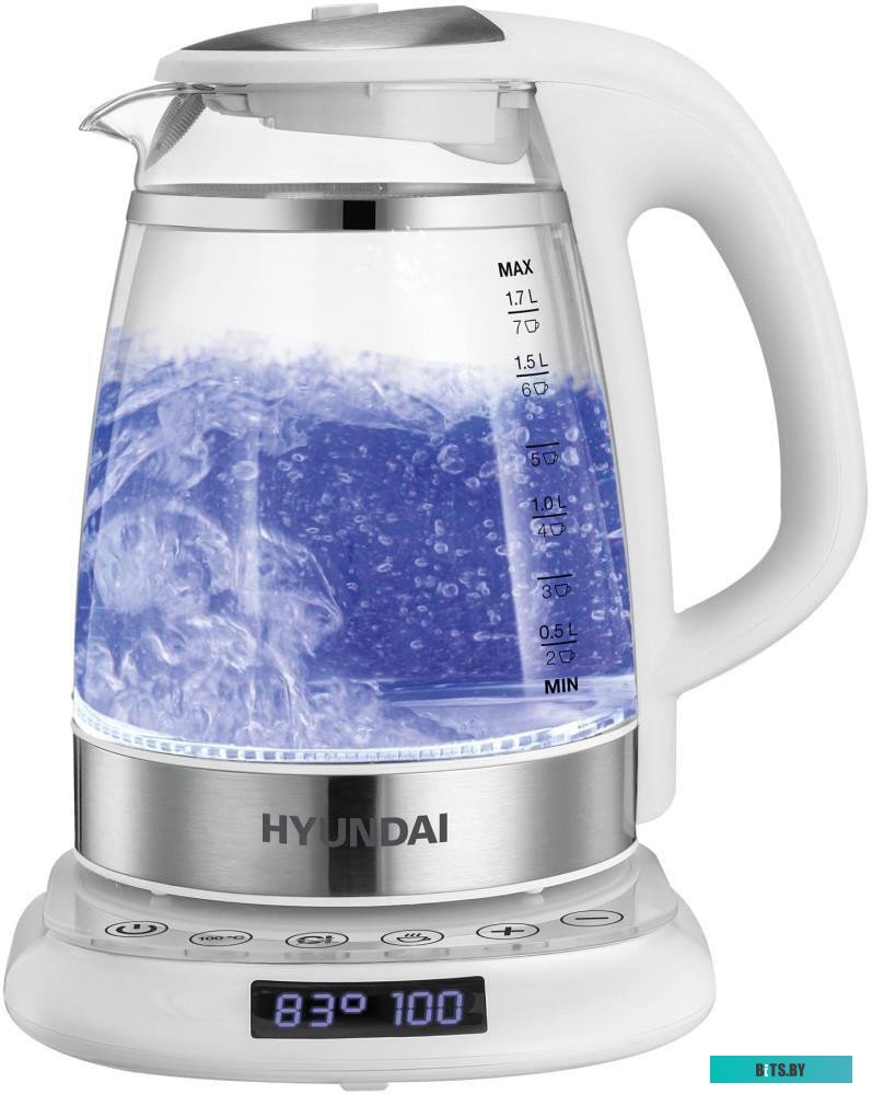 HYK-G5507 Чайник электрический Hyundai HYK-G5507, 2200Вт, белый и серебристый