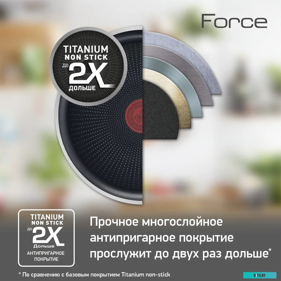 9100048321 Сковорода Tefal Force 4218924, 24см, с крышкой,  черный [9100048321]
