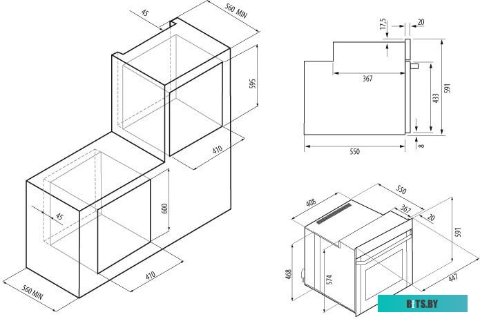 00026332 Духовой шкаф KRONA Breve 45,  черный
