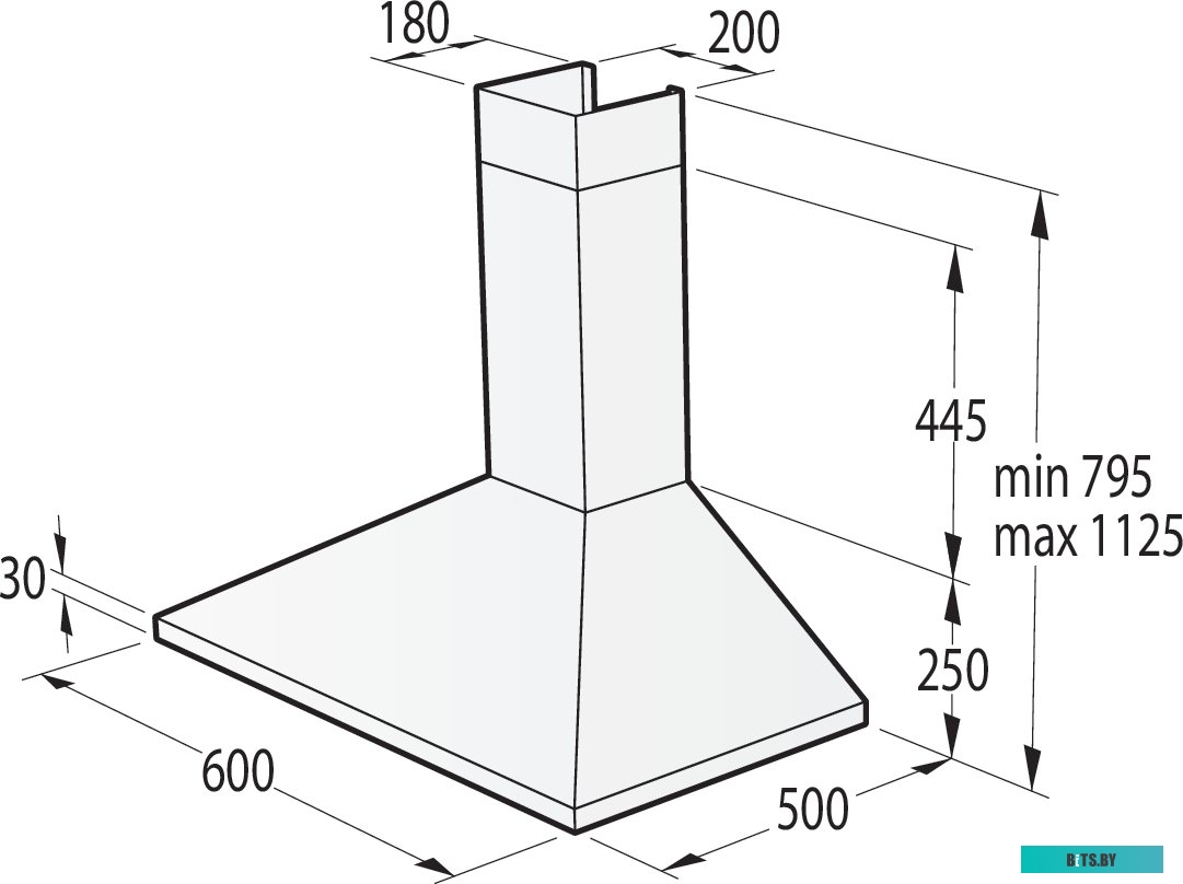 WHC63CLB Вытяжка каминная GORENJE Classico WHC63CLB,  антрацит,  кнопочное управление