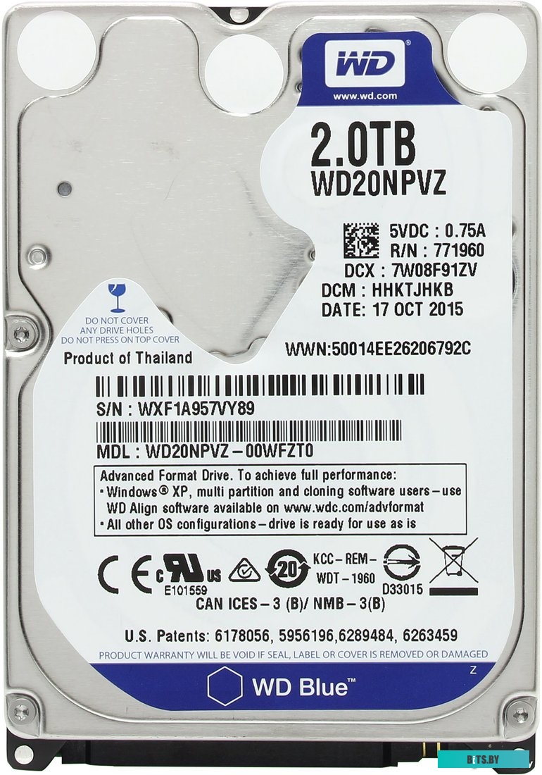 Жесткий диск/ HDD WD SATA3 4Tb 2.5" Blue 4800 RPM 128Mb 1 year warranty (replacement ST4000LM024) WD40NPJZ