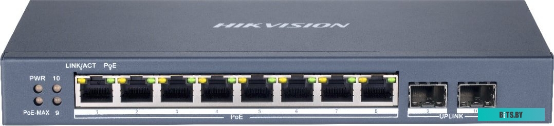 Настраиваемый коммутатор Hikvision DS-3E1518P-SI, 16 гигабитных RJ45 PoE портов, 2 гигабитных SFP порта, PoE 225Вт до 300м. DS-3E1518P-SI