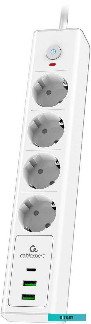 Сетевой фильтр Cablexpert EXN-4-CU2-W-2 Exnovo, 4р, 16А, 1xType-C PD, 30Вт, 2хUSB, 2м, ур.защиты 4+, белый EXN-4-CU2-W-2