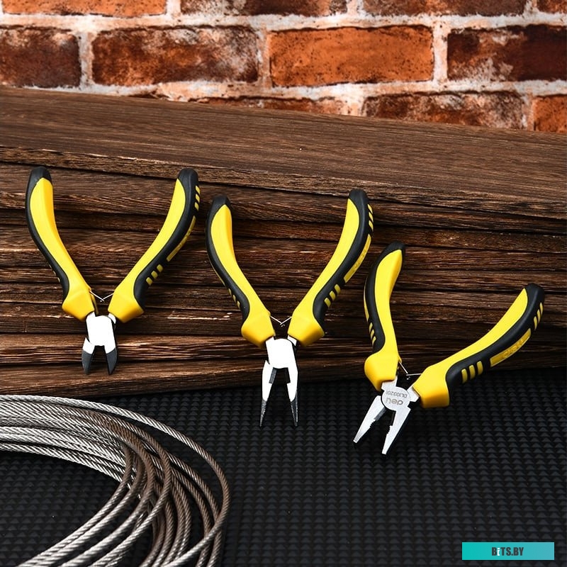 Набор плоскогубцев Deli DL103201-3  (комбинированные плоскогубцы 115мм, удлиненные плоскогубцы 125мм, диагональные бокорезы 110мм, двухкомпонентная ру