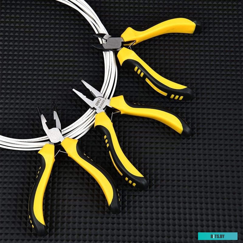 Набор плоскогубцев Deli DL103201-3  (комбинированные плоскогубцы 115мм, удлиненные плоскогубцы 125мм, диагональные бокорезы 110мм, двухкомпонентная ру