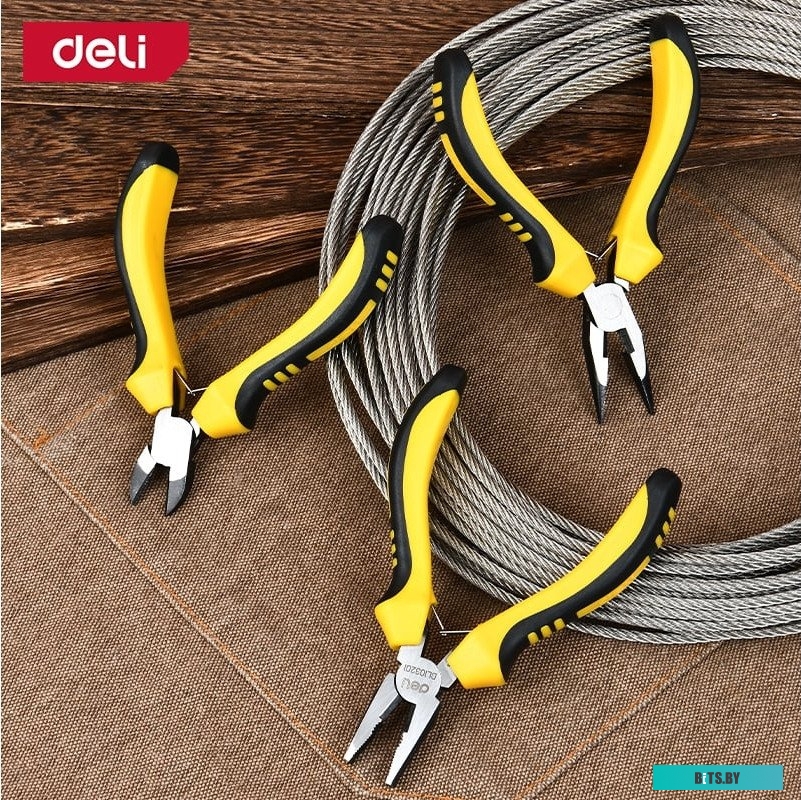 Набор плоскогубцев Deli DL103201-3  (комбинированные плоскогубцы 115мм, удлиненные плоскогубцы 125мм, диагональные бокорезы 110мм, двухкомпонентная ру