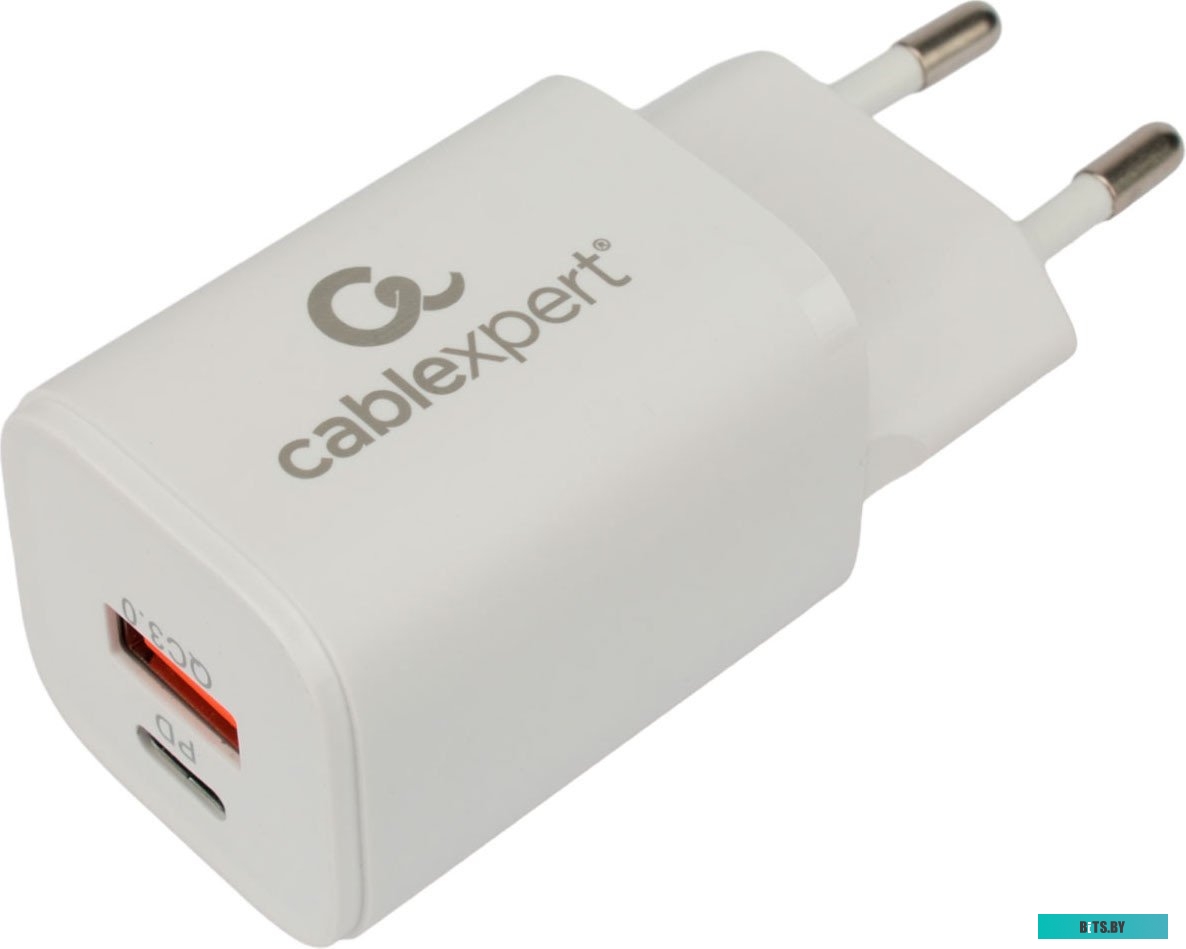 Зарядное устройство Cablexpert MP3A-PC-42 30Вт GaN, 3А, QC3.0/PD, 1хUSB, 1хType-C, белый, пакет MP3A-PC-42
